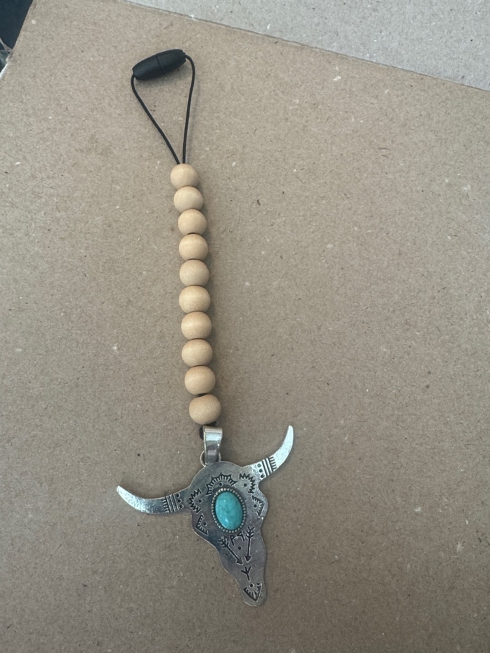 Turquoise Accent Bull Skull Pendant for REARVIEW MIRROR